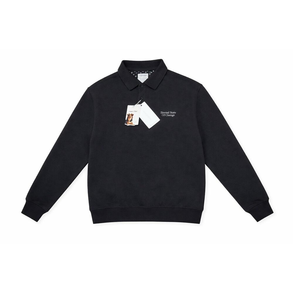 Denim & Flower Ricky Singh Men's Medium Gray Polo Sweatshirt NWT Long Sleeve